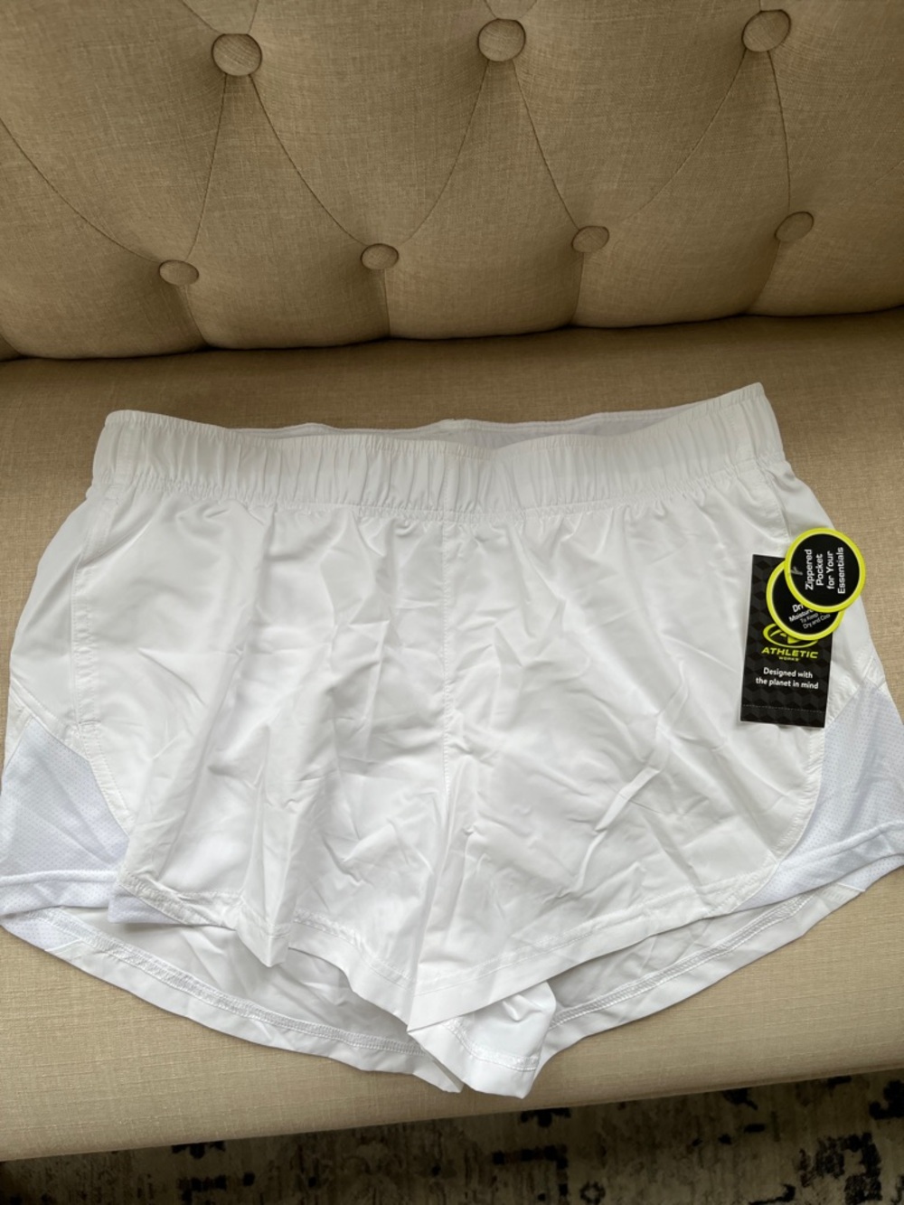 Athletic Works White Women's Athletic Shorts with Zipper Pocket